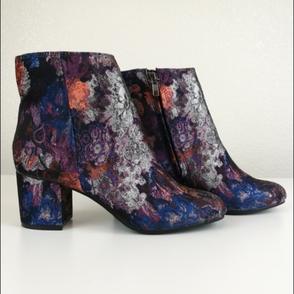Zigi Soho Black Floral Ankle Boots Booties Heels - Picture 3 of 6